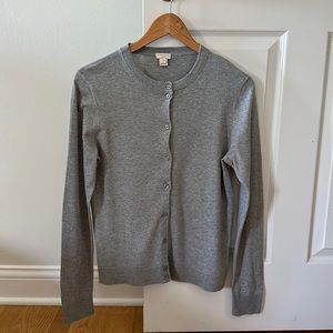 J Crew Caryn Cardigan 100% Cotton Size M Heather Grey